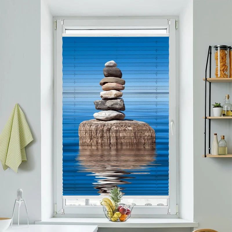 Wabenplissee Motiv "Steinturm Ozean Segelschiff"