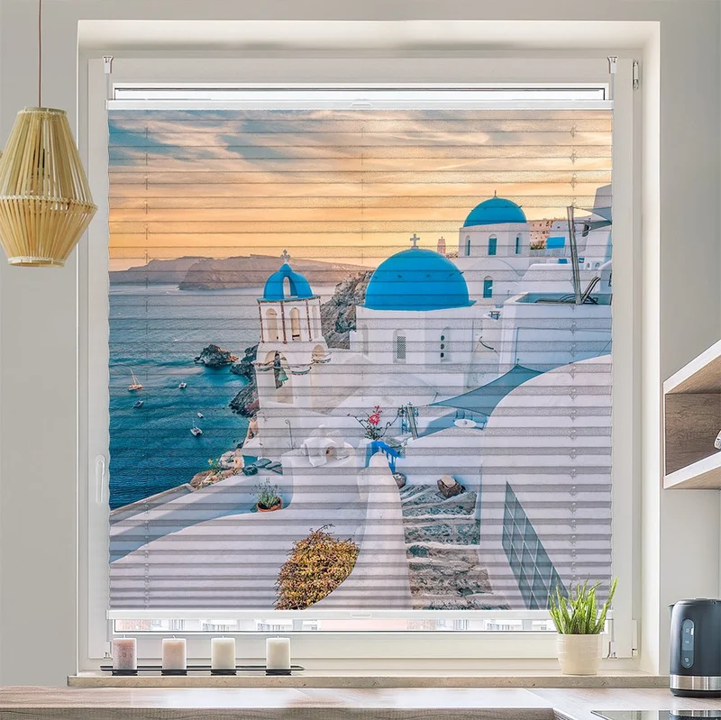 Wabenplissee Motiv "Santorini"