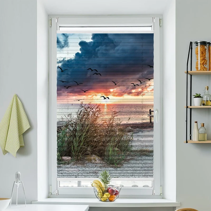 Wabenplissee Motiv "Sonnenuntergang Ozean"