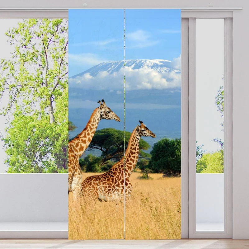 Schiebegardine Motiv "Giraffen Afrika Kilimandscharo"