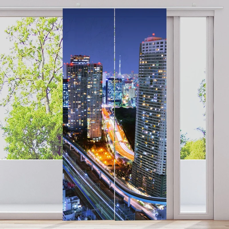 Schiebegardine Motiv "Skyline Tokio"