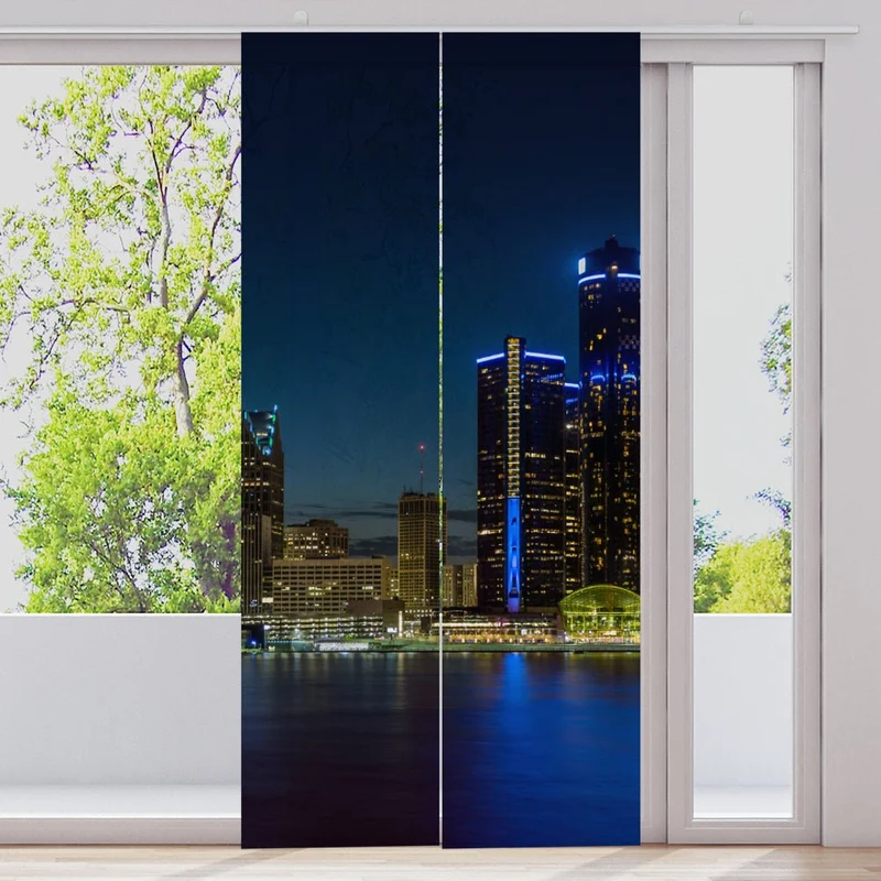 Schiebegardine Motiv "Skyline Detroit Ontario"