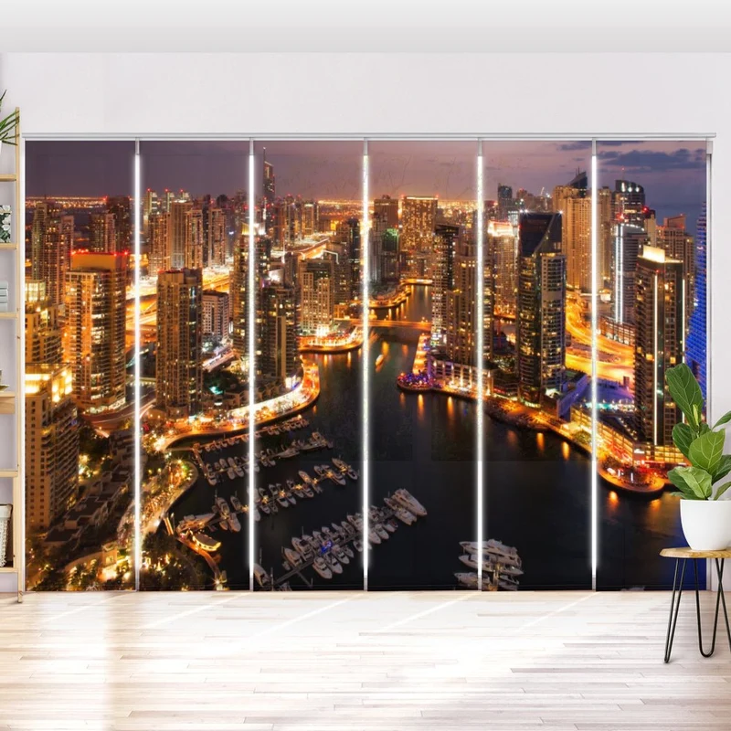 Schiebegardine Motiv "Skyline Dubai Hafen"