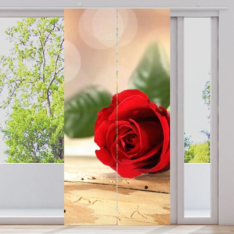 Schiebegardine Motiv "Rote Rose vintage"