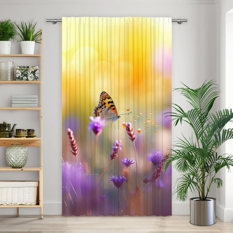 Vorhang Motiv "Wildblumen Wiese Schmetterling"