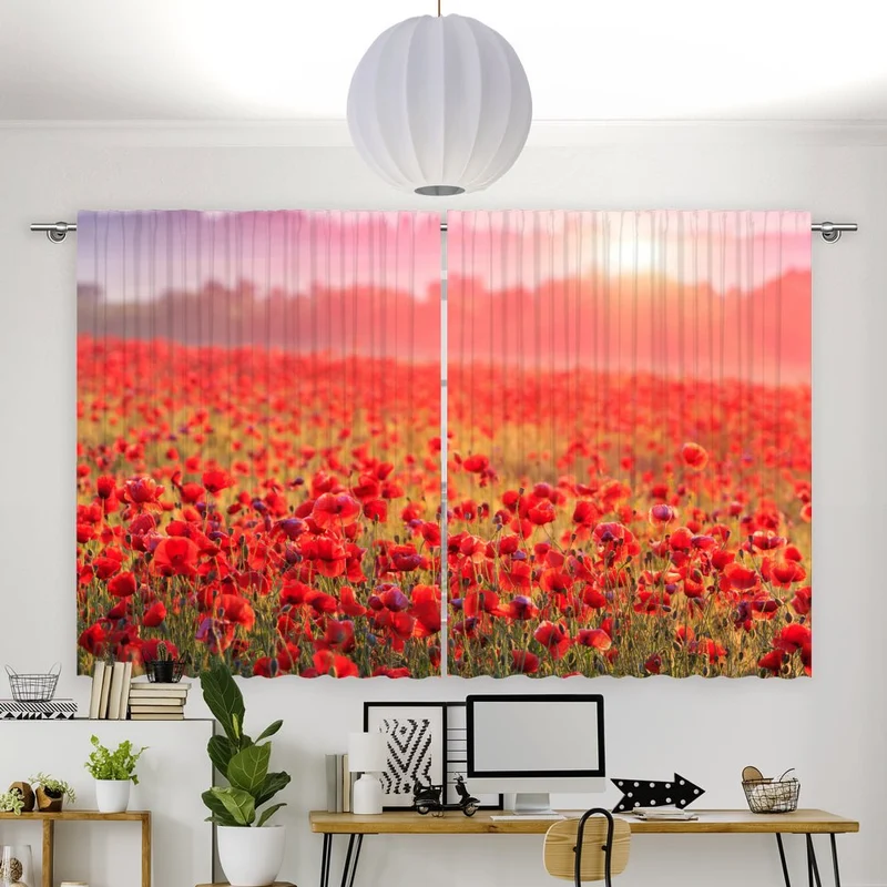 Vorhang Motiv "Roter Mohn Sonnenaufgang"