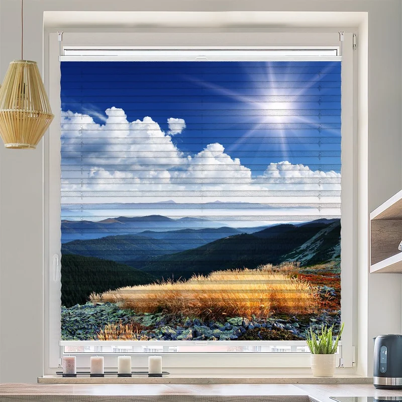 Wabenplissee Motiv "Berge Landschaft"