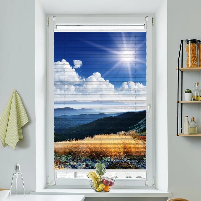 Wabenplissee Motiv "Berge Landschaft"