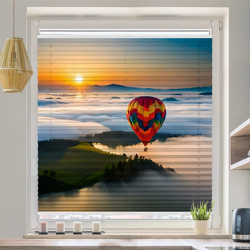 Wabenplissee Motiv "Heissluftballon Berge"