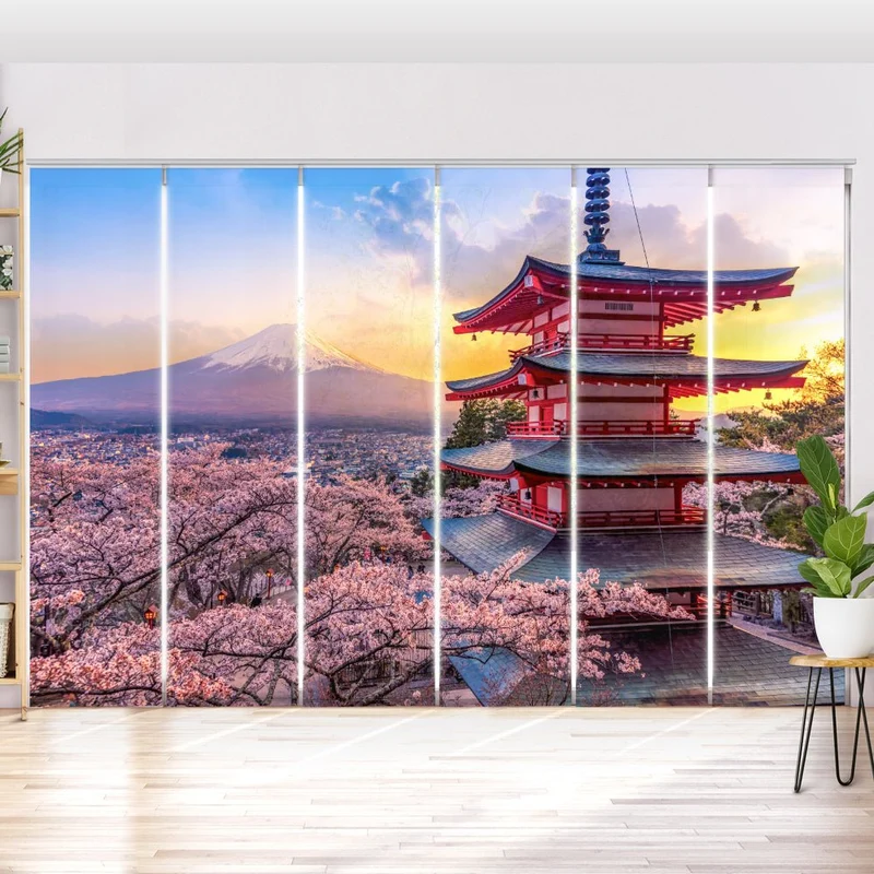 Schiebegardine Motiv "Japan Fuji Kirschblüte"