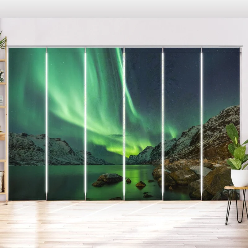 Schiebegardine Motiv "Nordlicht Norwegen"