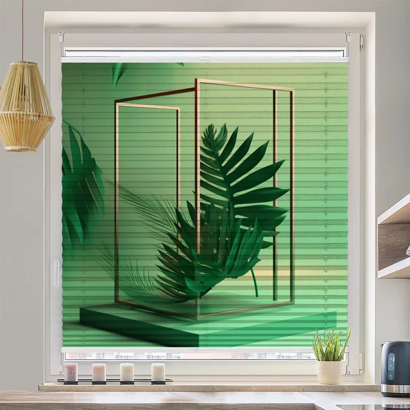 Wabenplissee Motiv "Art Palme"