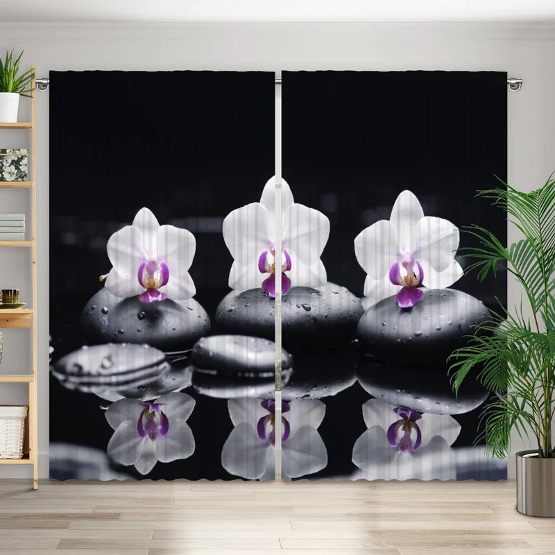 Vorhang Motiv "Orchidee Wasserspiegelung"