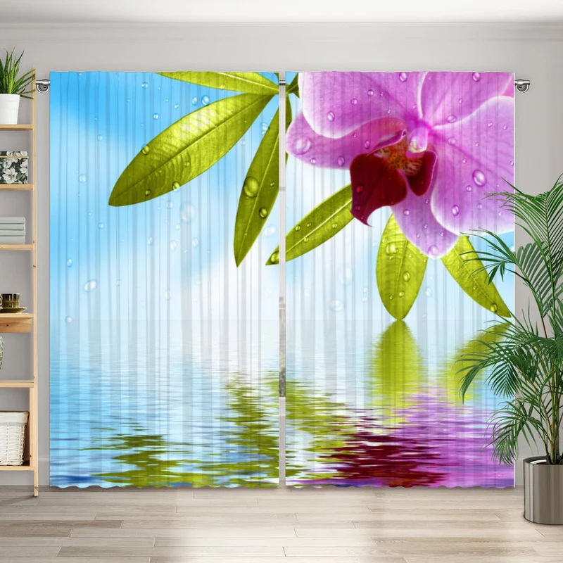 Vorhang Motiv "Wasserspiegelung Orchidee"