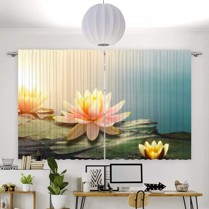 Vorhang Motiv "Seerosen Wasser Sonne"