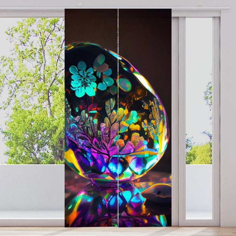 Schiebegardine Motiv "Kristal Opal bunt"