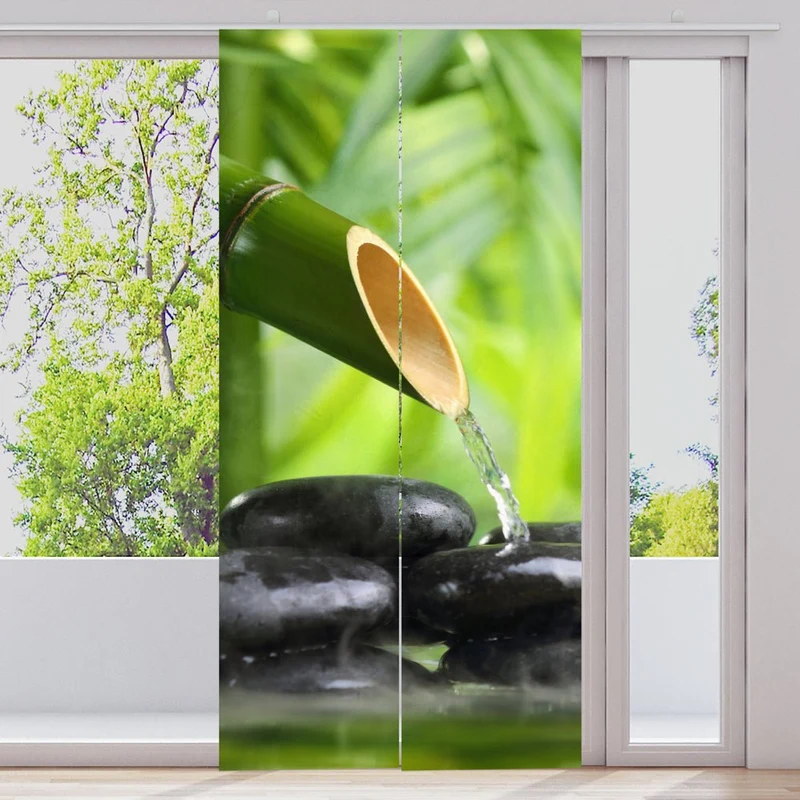 Schiebegardine Motiv "Black stones orchid"