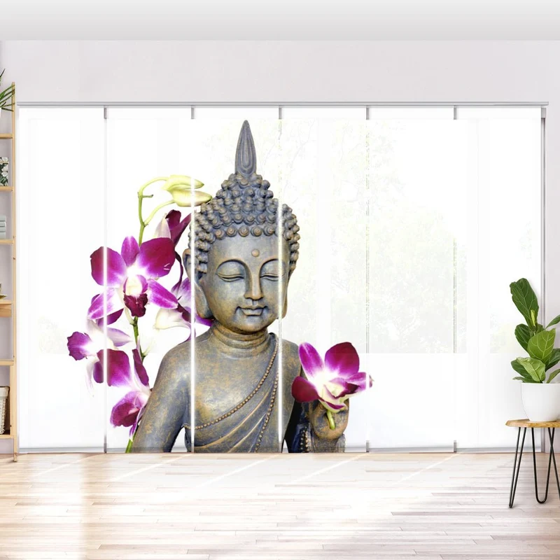 Schiebegardine Motiv "Buddha Orchidee"