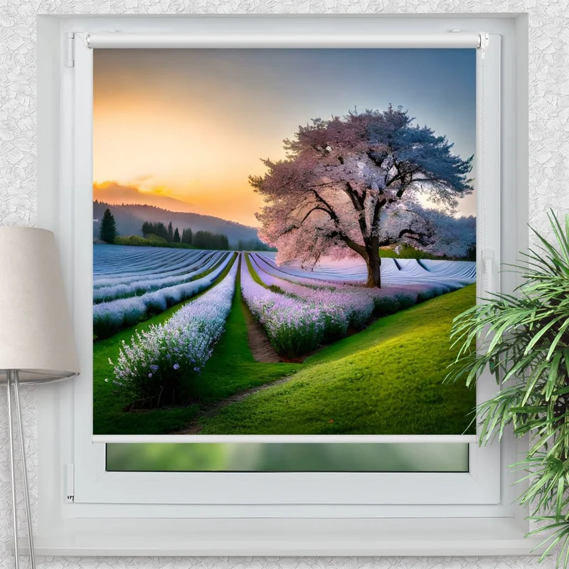 Klemmfix Rollo "Baum Fruehling Landschaft" | Motiv-Klemmrollo