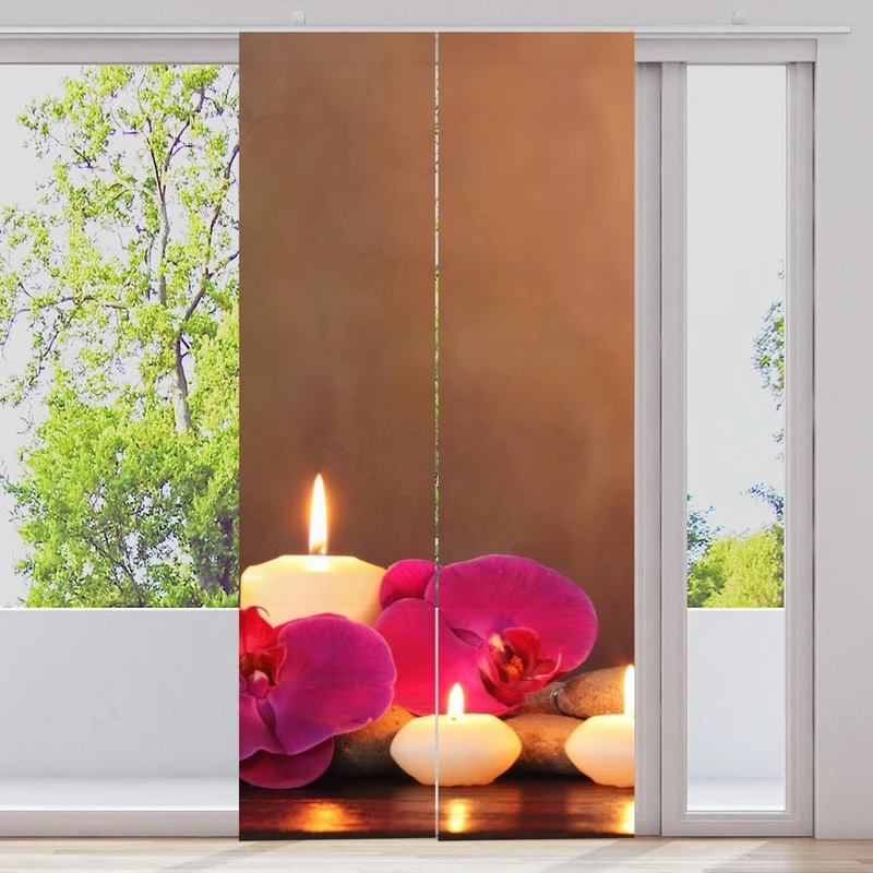 Schiebegardine Motiv "Orchideen Steine"