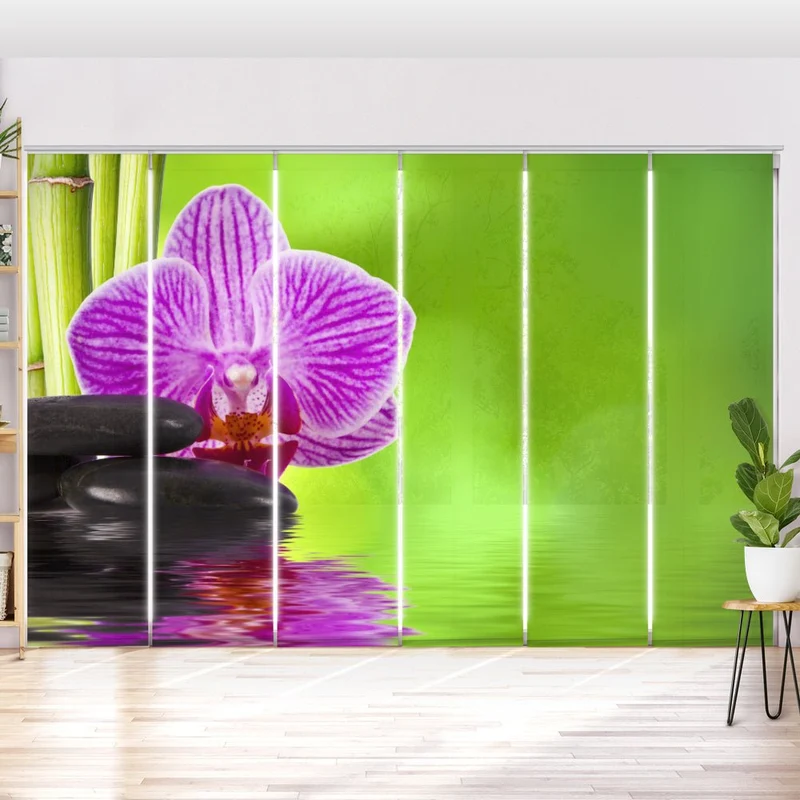 Schiebegardine Motiv "Orchid zen stones"