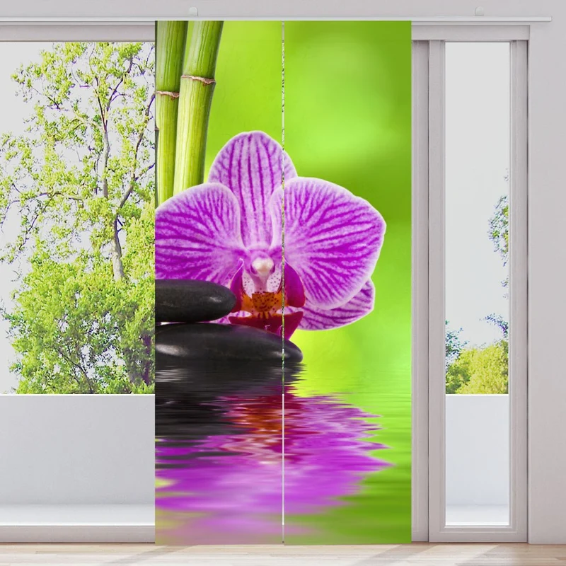 Schiebegardine Motiv "Orchid zen stones"