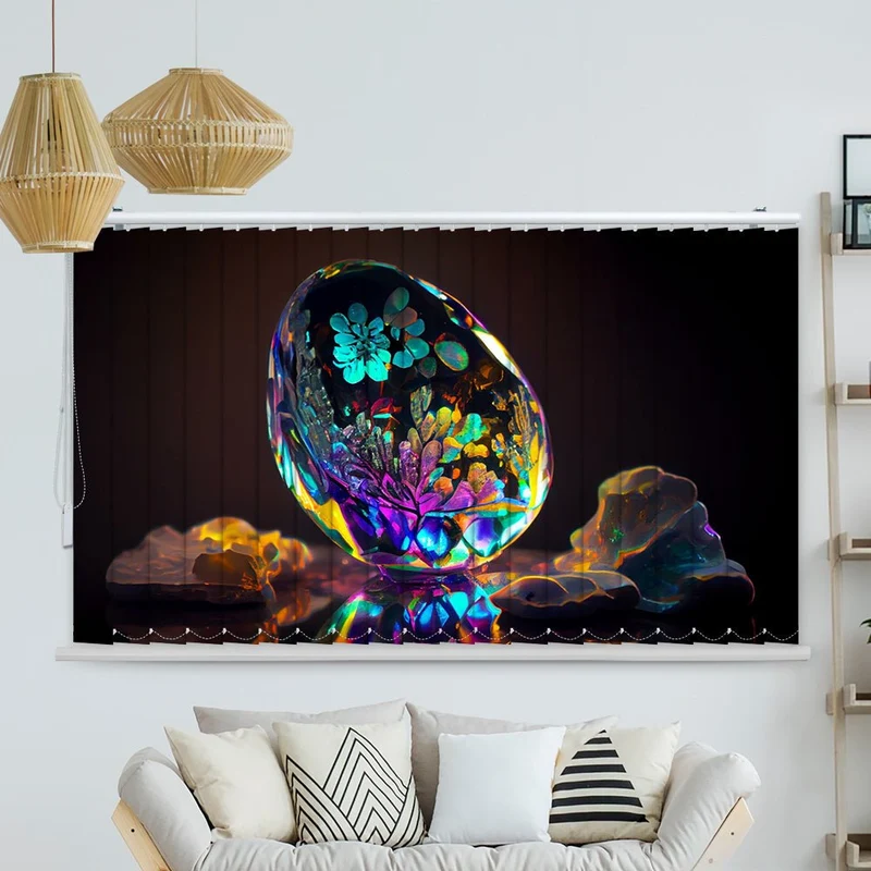 Lamellenvorhang Motiv "Kristall Opal bunt"