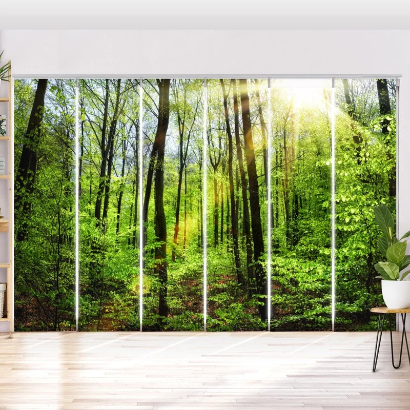 Schiebegardine Motiv "Wald Sonne"
