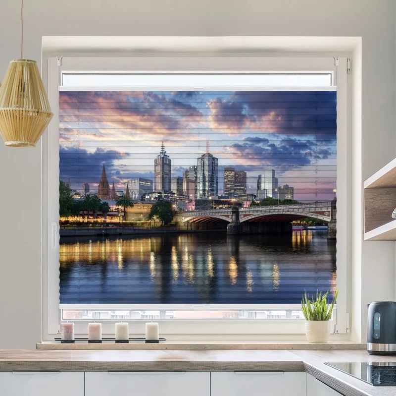 Wabenplissee Motiv 'Melbourne Skyline'