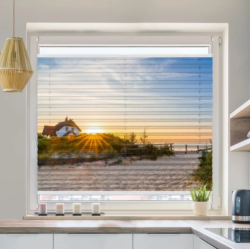 Wabenplissee Motiv 'Heiligenhafen Meer Sonnenaufgang'