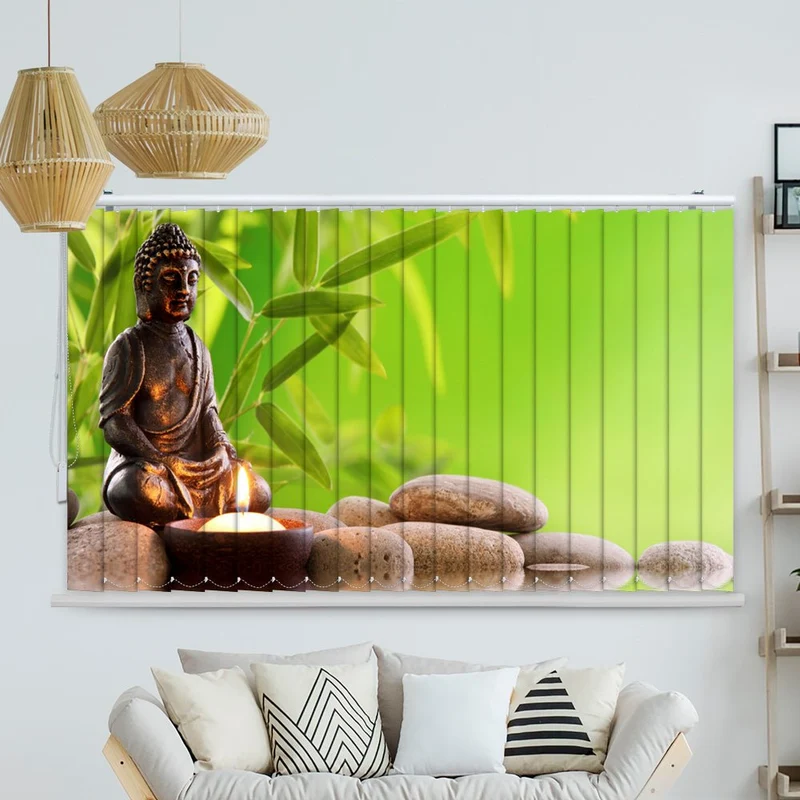 Lamellenvorhang Motiv "Buddha Wasser Kerze"