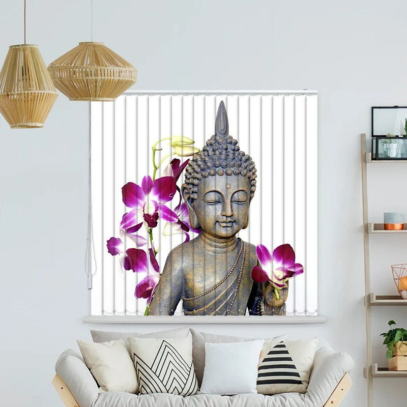 Lamellenvorhang Motiv "Buddha Steine Bambus"