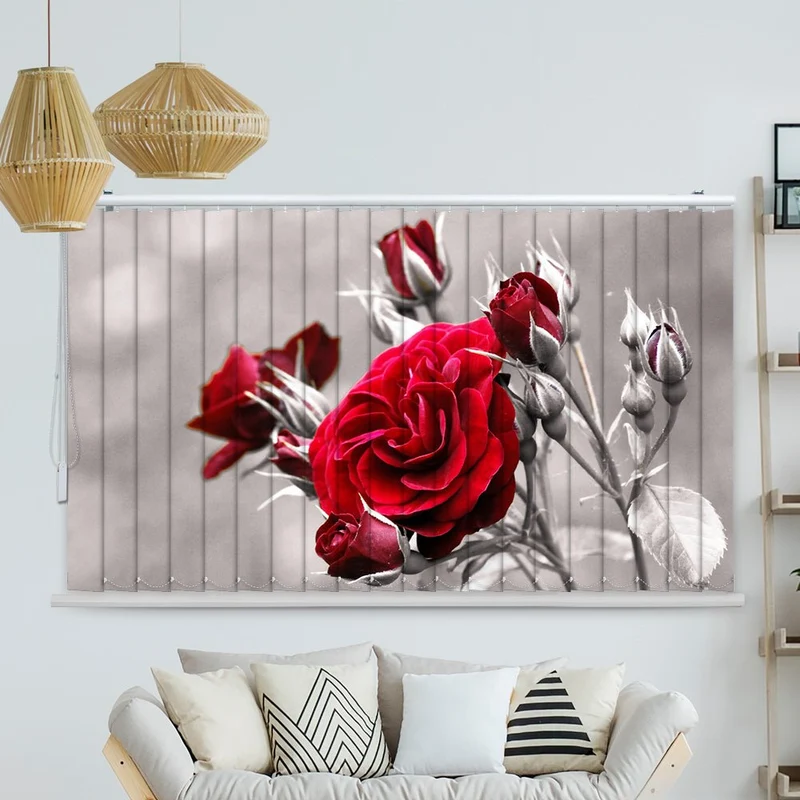 Lamellenvorhang Motiv "Rote Rosen"