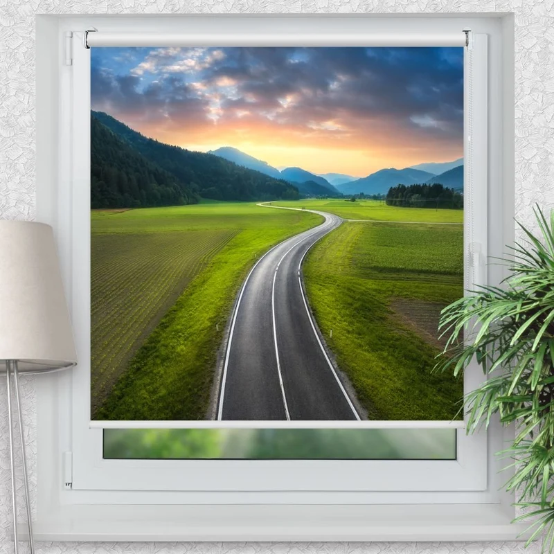 Klemmfix Rollo 'Landstrasse Alpen' | Motiv-Klemmrollo