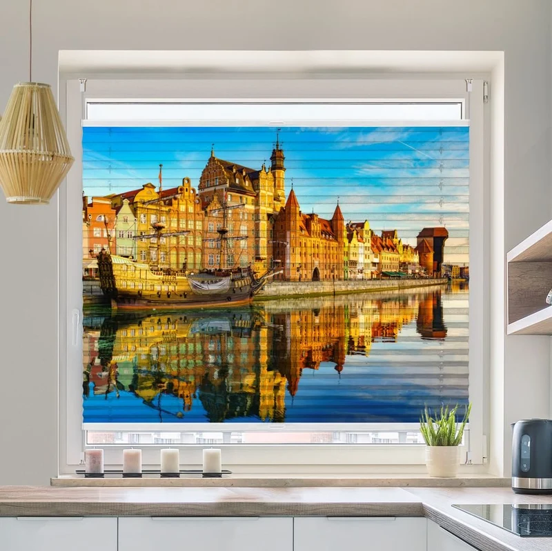 Wabenplissee Motiv 'Skyline Danzig Polen'