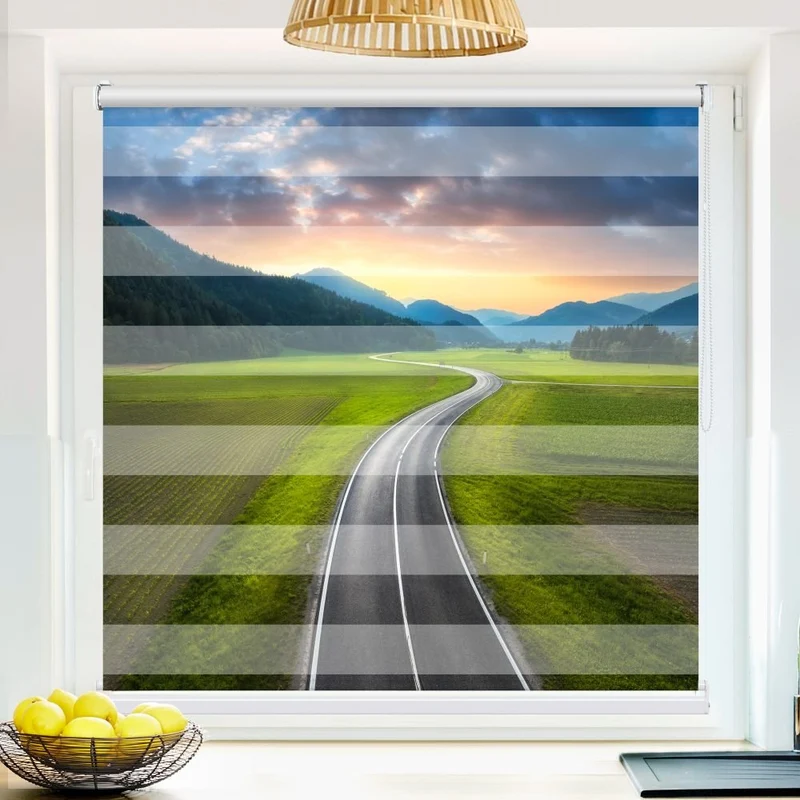Klemmfix Doppelrollo 'Landstrasse Alpen' | Klemm Doppelrollo