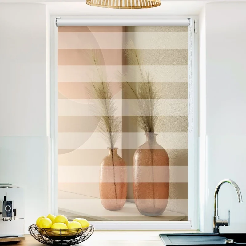 Klemmfix Doppelrollo 'Blumendekor Vor Weisser Wand' | Klemm Doppelrollo