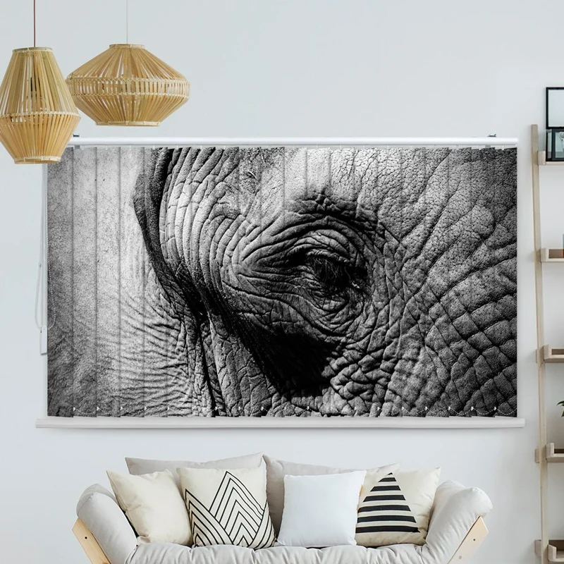 Lamellenvorhang Motiv "Elefant Auge Nahaufnahme"