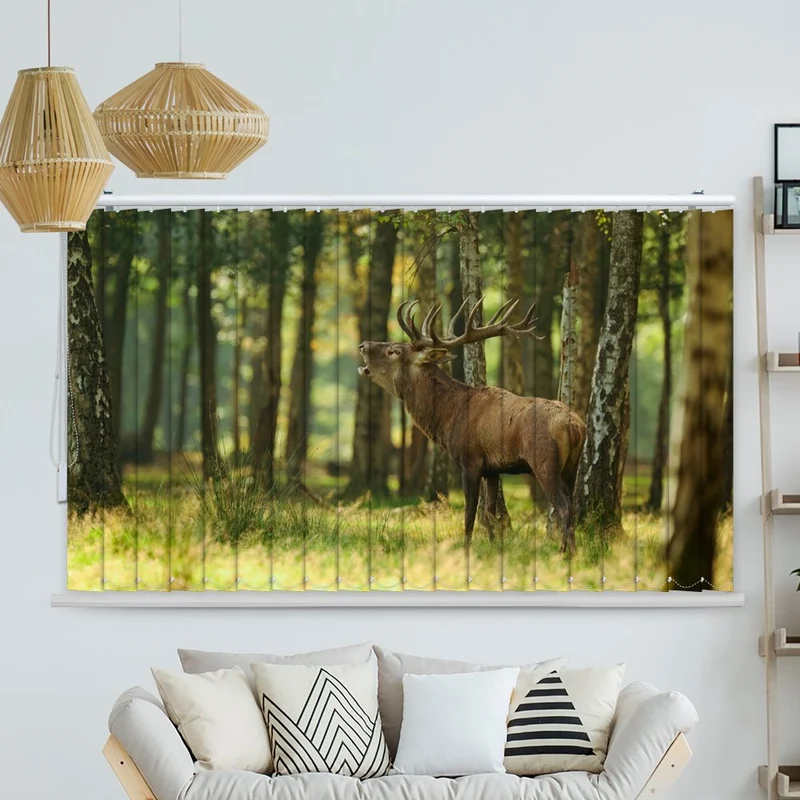 Lamellenvorhang Motiv "Hirsch Wald"