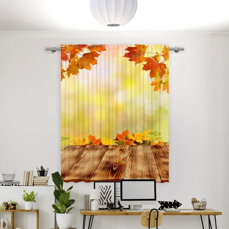 Vorhang Motiv 'Steg Mit Herbstlaub'