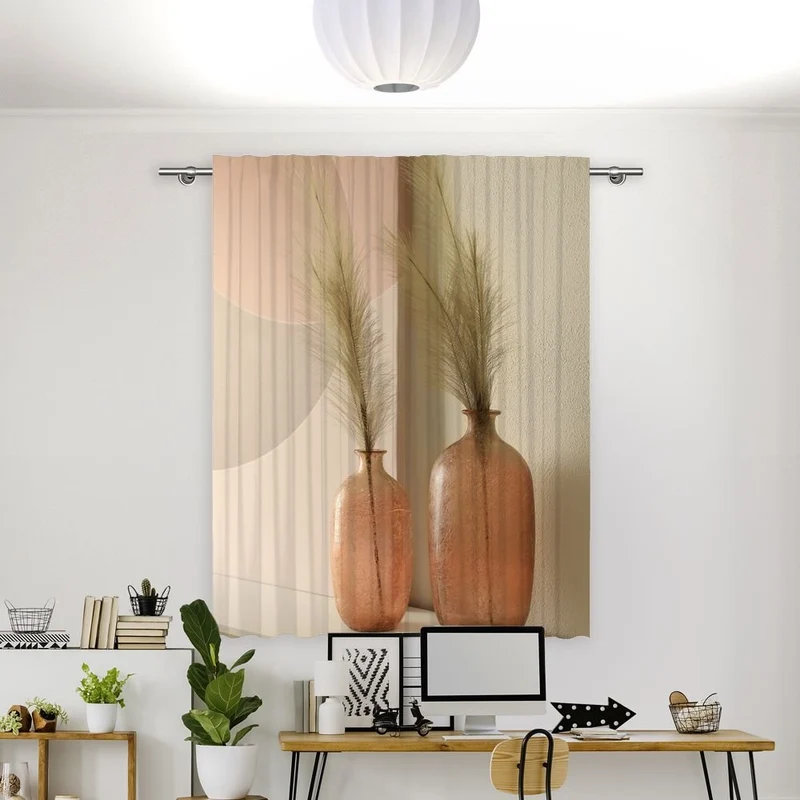 Vorhang Motiv 'Blumendekor Vor Weisser Wand'