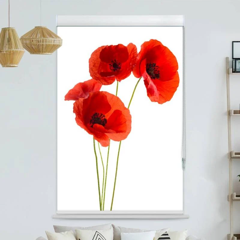 Kassettenrollo Motiv "Mohnblumen" | bis B 420 x H 420 cm