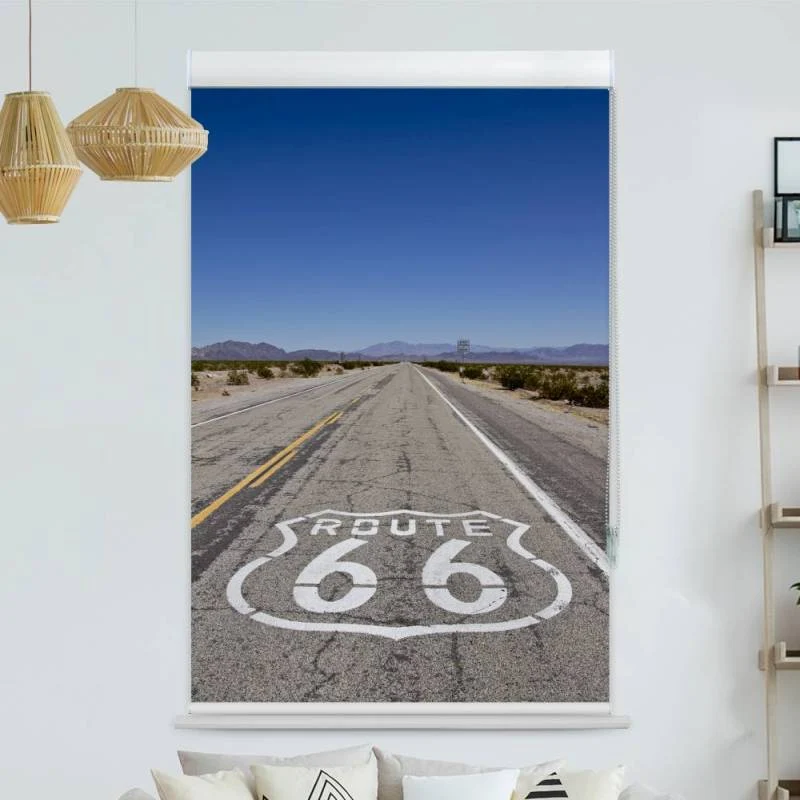 Kassettenrollo Motiv "Route 66" | bis B 420 x H 420 cm