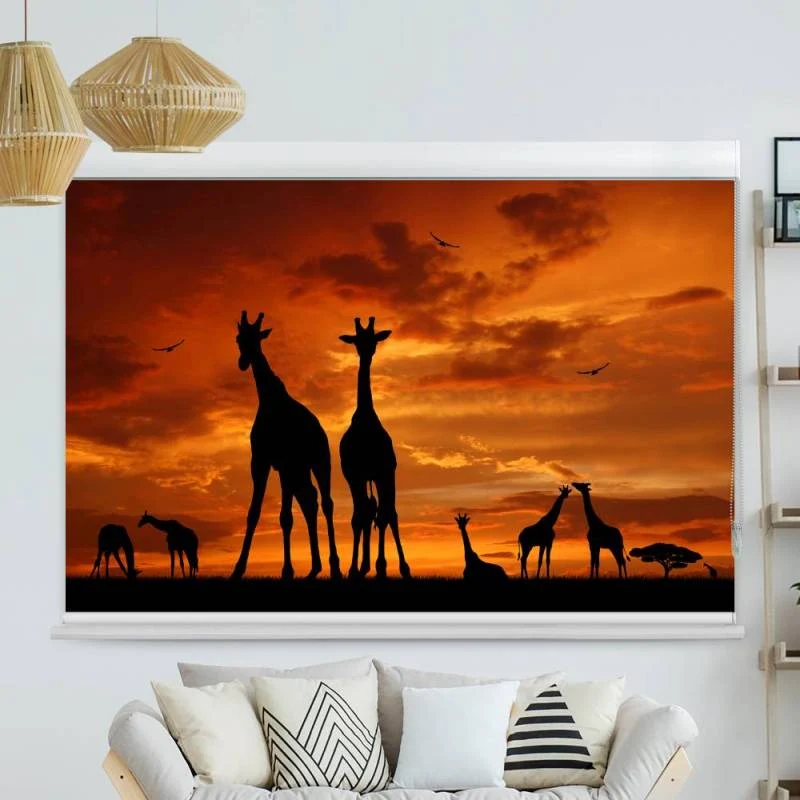 Kassettenrollo Motiv "Giraffen Afrika" | bis B 420 x H 420 cm
