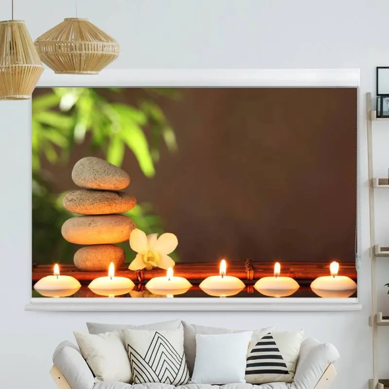 Kassettenrollo Motiv "Kerzen Steine Spa" | bis B 420 x H 420 cm