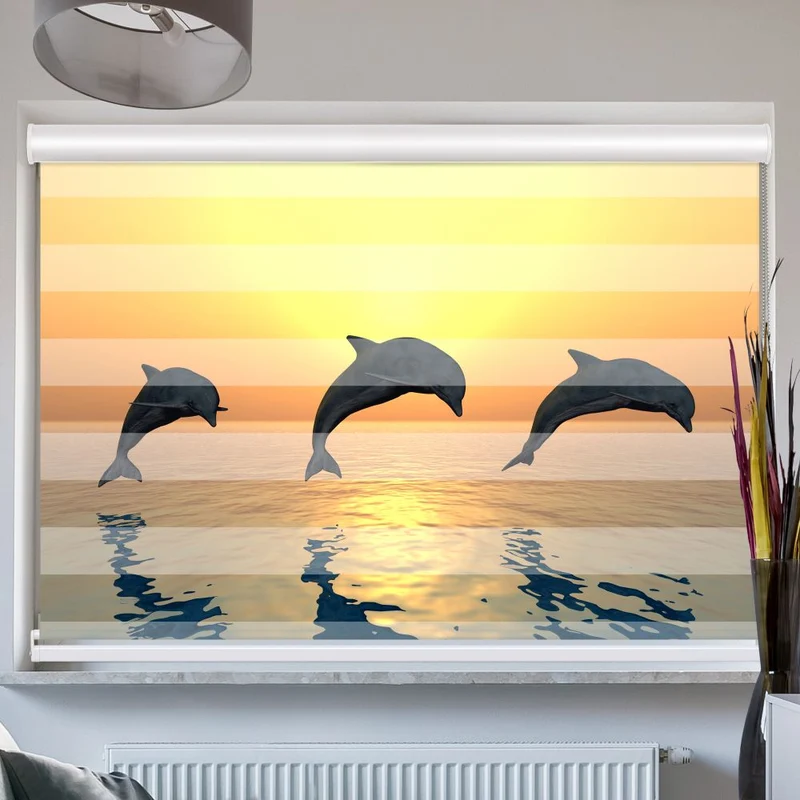 Doppelrollo mit Kassette "Delfine Meer"