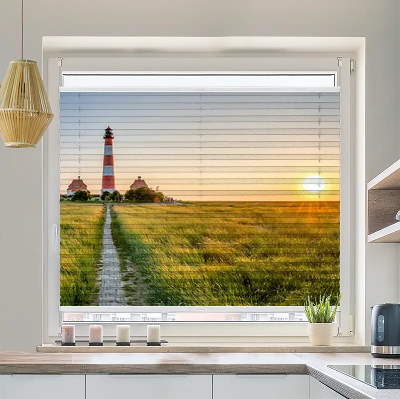 Plissee Motiv "Leuchtturm Nordsee"