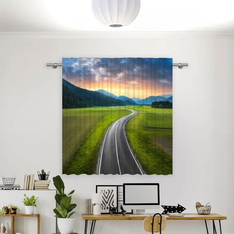 Vorhang Motiv 'Landstrasse Alpen'