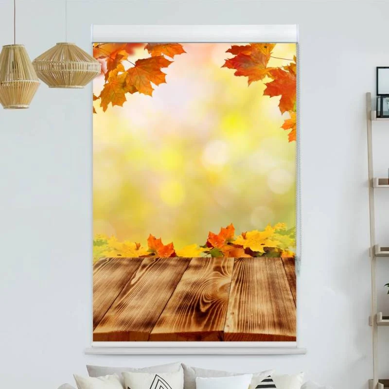 Kassettenrollo Motiv "Steg Mit Herbstlaub" | bis B 420 x H 420 cm