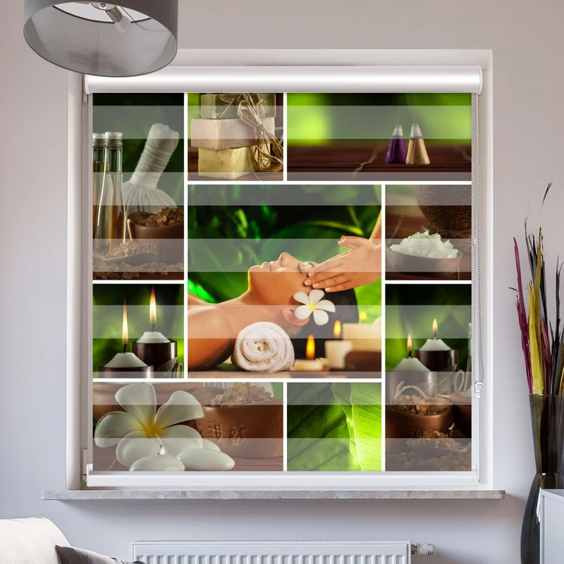 Doppelrollo mit Kassette "Spa Collage"